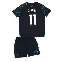 Billiga Manchester City Jeremy Doku #11 Barnkläder Tredje fotbollskläder till baby 2023-24 Kortärmad (+ Korta byxor)
